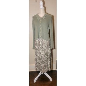 Women's East 62 Pastel Sage Floral 2pc Spring Skirt Set